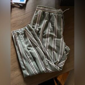 Striped Womens Pants in Green and White